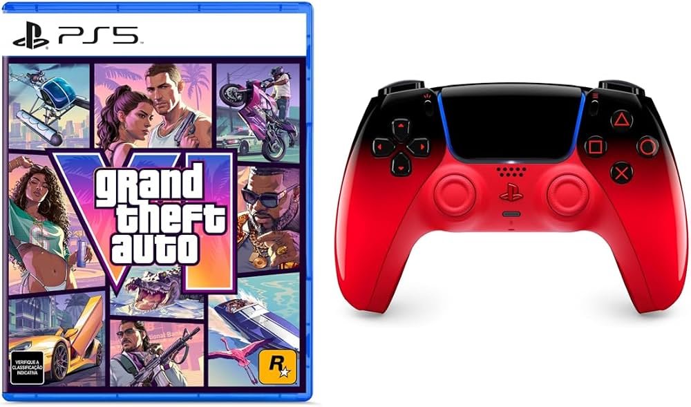 Combo GTA VI PS5 + DualSense Techno Red Já Está em Pré-venda na Amazon